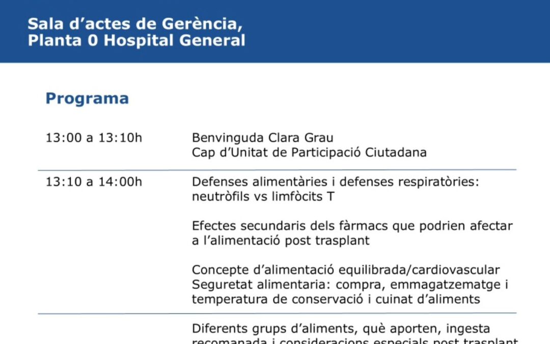 CHARLA SOBRE TRASPLANTE DE ÓRGANO SÓLIDO