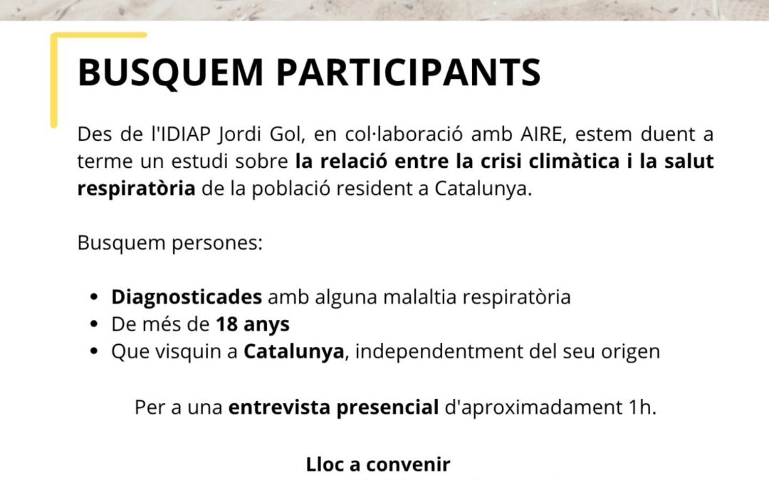 La teva experiència pot ajudar a millorar la salut respiratòria!